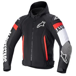 Bunda na motocykel Alpinetars Zaca Air Waterproof čierno-bielo-fluorescenčno červená