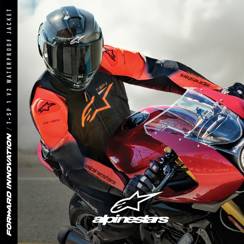 Bunda na motocykel Alpinestars T-SP 1 2 Waterproof čierno-fluorescenčno červená