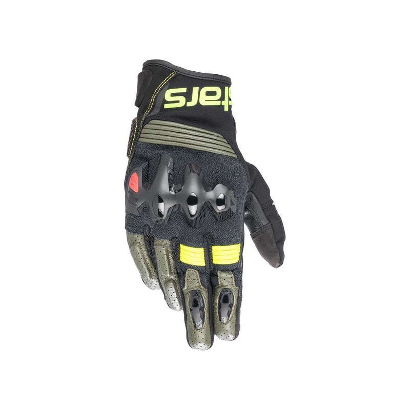 Rukavice na motocykel Alpinestars Halo čierno-zeleno-fluorescenčno žlté