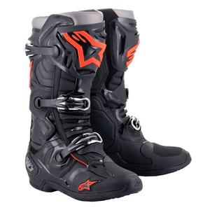 Čižmy na motocykel Alpinestars Tech 10 čierno-fluorescenčno červeno-šedé