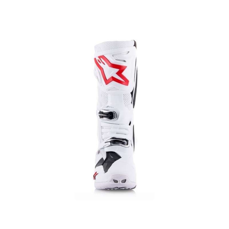 Čižmy na motocykel Alpinestars Tech 10 Supervented Perforované bielo-červeno-čierne