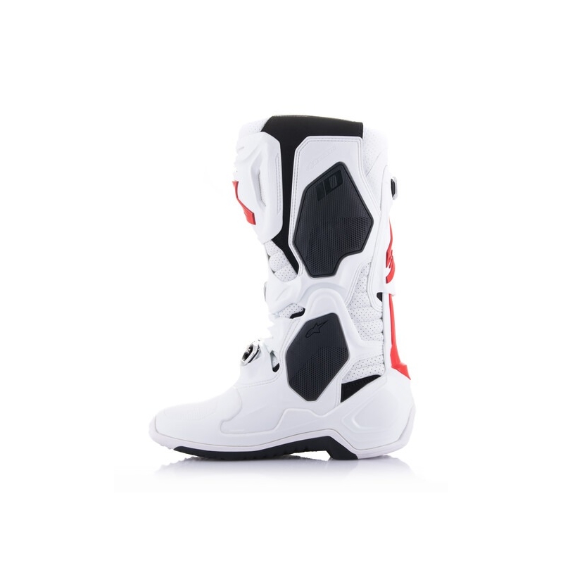 Čižmy na motocykel Alpinestars Tech 10 Supervented Perforované bielo-červeno-čierne
