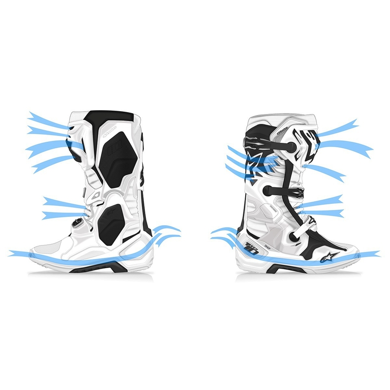 Čižmy na motocykel Alpinestars Tech 10 Supervented Perforované bielo-červeno-čierne