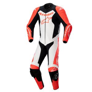 Jednodielna kožená kombinéza na motorku Alpinestars GP Force Lurv fluo červeno-bielo-čierna