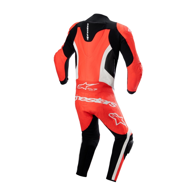 Jednodielna kožená kombinéza na motorku Alpinestars GP Force Lurv fluo červeno-bielo-čierna
