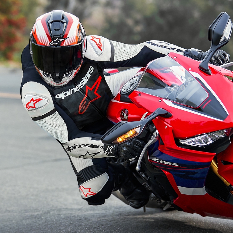 Jednodielna kožená kombinéza na motorku Alpinestars GP Force Lurv fluo červeno-bielo-čierna