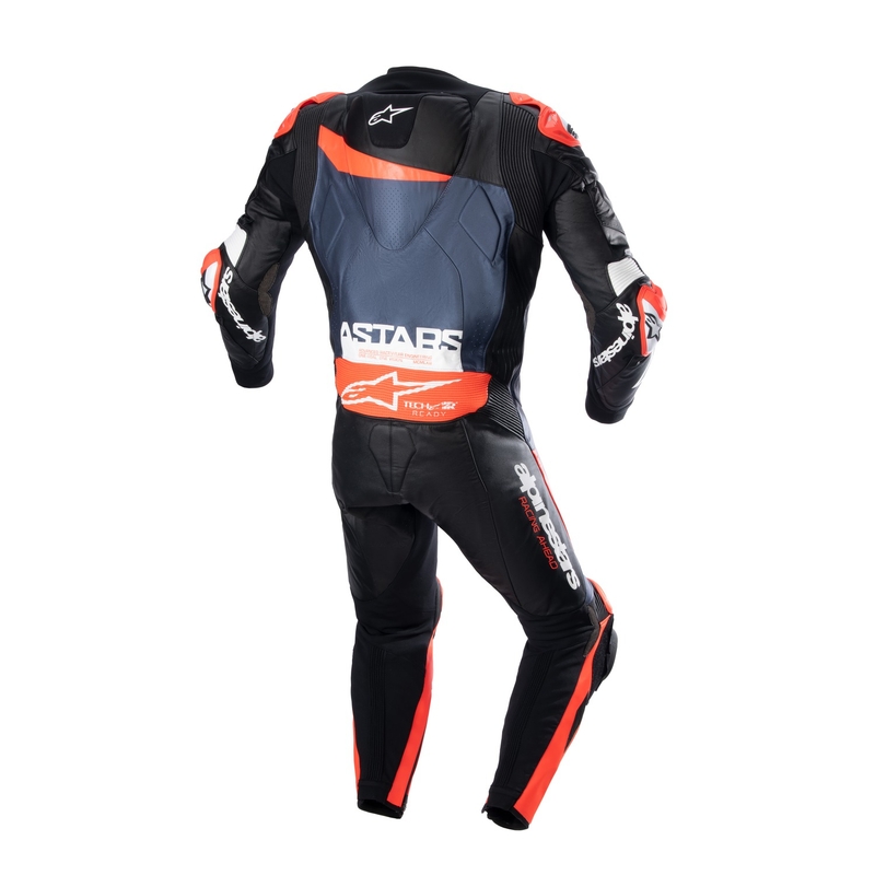 Jednodielna kožená kombinéza Alpinestars GP Plus 4 TECH-AIR kompatibilná čierno-fluo červeno-tmavo modrá