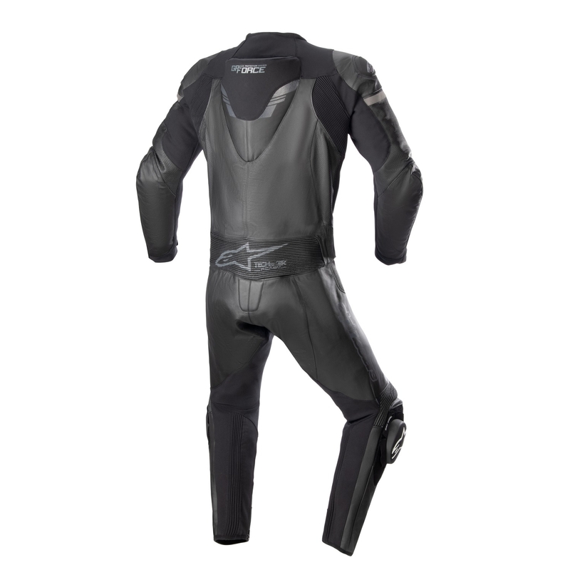 Dvojdielna kožená kombinéza na motorku Alpinestars GP Force Chaser TECH-AIR 5 kompatibilná čierno-čierna
