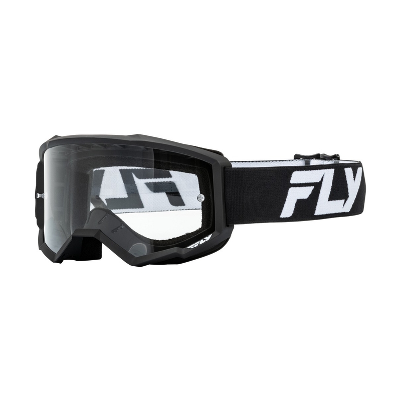 Motokrosové okuliare FLY Racing Focus čierno-biele s čírym plexi