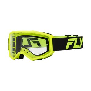 Detské motokrosové okuliare FLY Racing Focus čierno-fluo žlté s čírym plexi