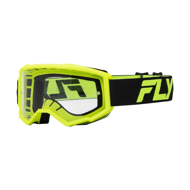 Detské motokrosové okuliare FLY Racing Focus čierno-fluo žlté s čírym plexi
