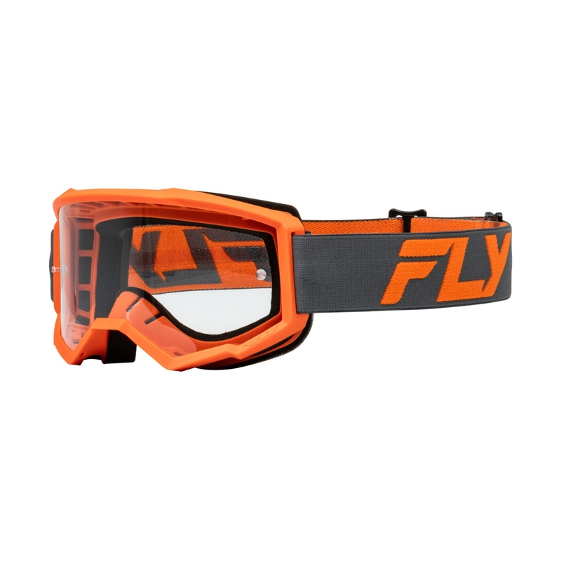 Detské motokrosové okuliare FLY Racing Focus čierno-oranžové s čírym plexi
