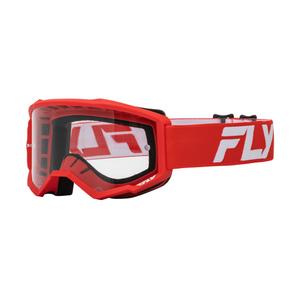 Detské motokrosové okuliare FLY Racing Focus červeno-biele s čírym plexi