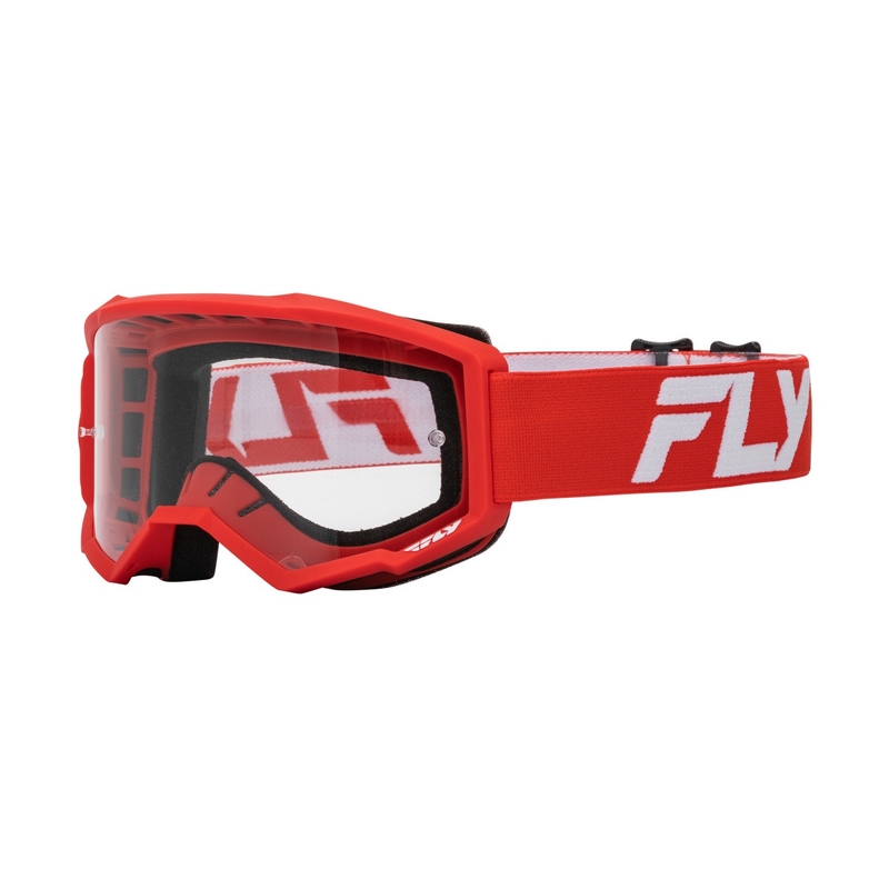 Detské motokrosové okuliare FLY Racing Focus červeno-biele s čírym plexi