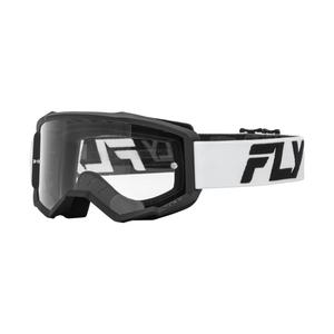 Detské motokrosové okuliare FLY Racing Focus bielo-čierne s čírym plexi