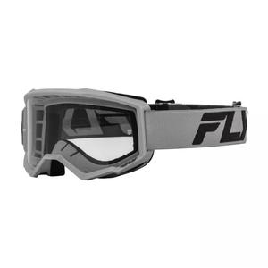 Detské motokrosové okuliare FLY Racing Focus strieborno-čierne s čírym plexi