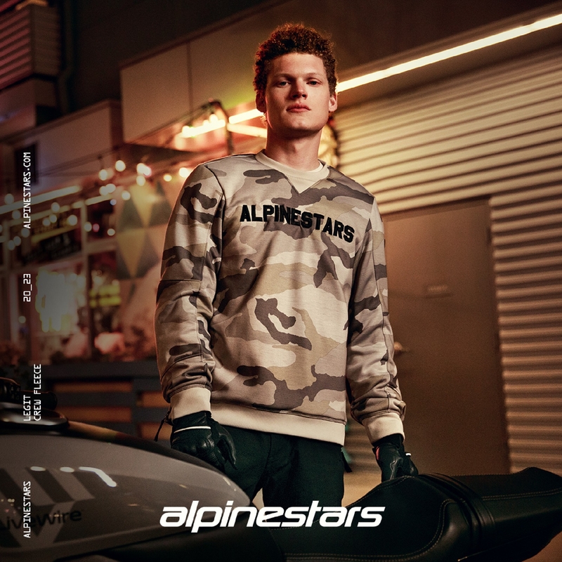 Bunda na motorku Alpinestars Legit Crew Fleece svetlo camo-šedá