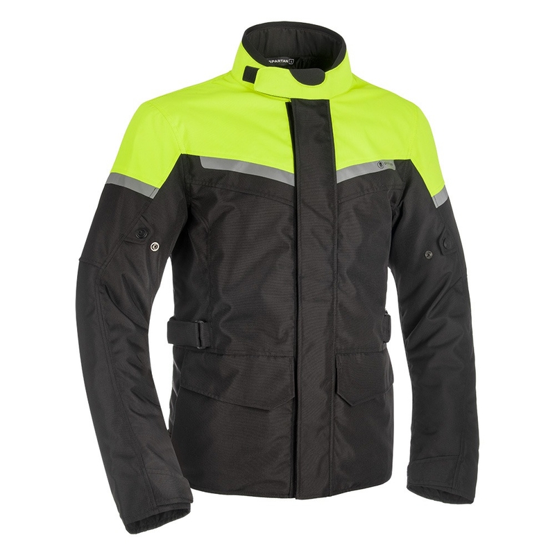Bunda na motocykel Oxford Spartan Long WP čierno-fluorescenčno žltá