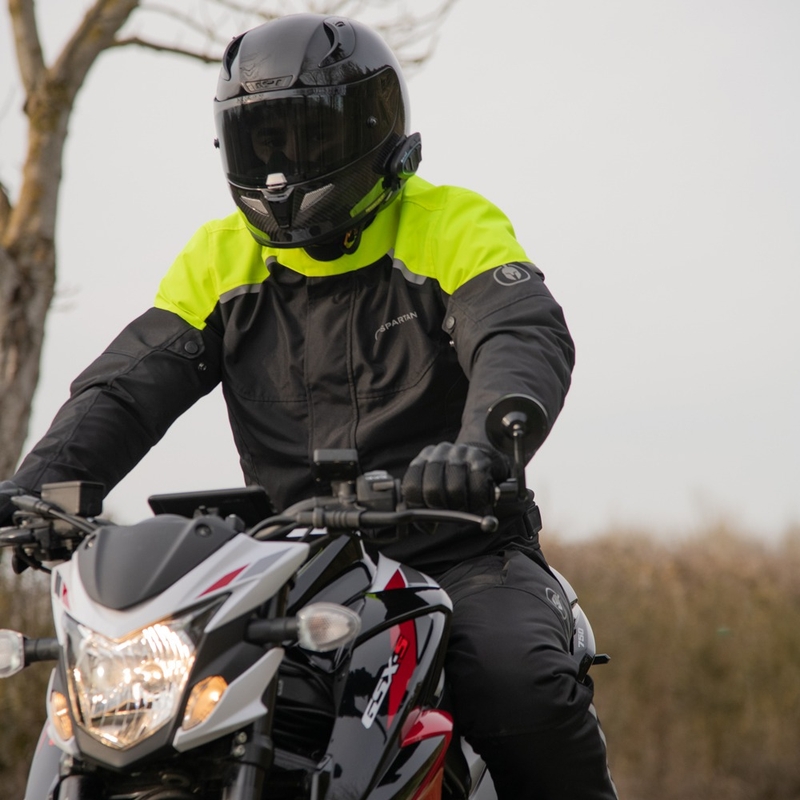 Bunda na motocykel Oxford Spartan Short WP čierno-fluorescenčno žltá