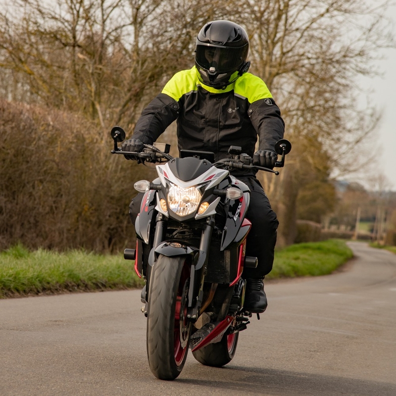Bunda na motocykel Oxford Spartan Short WP čierno-fluorescenčno žltá