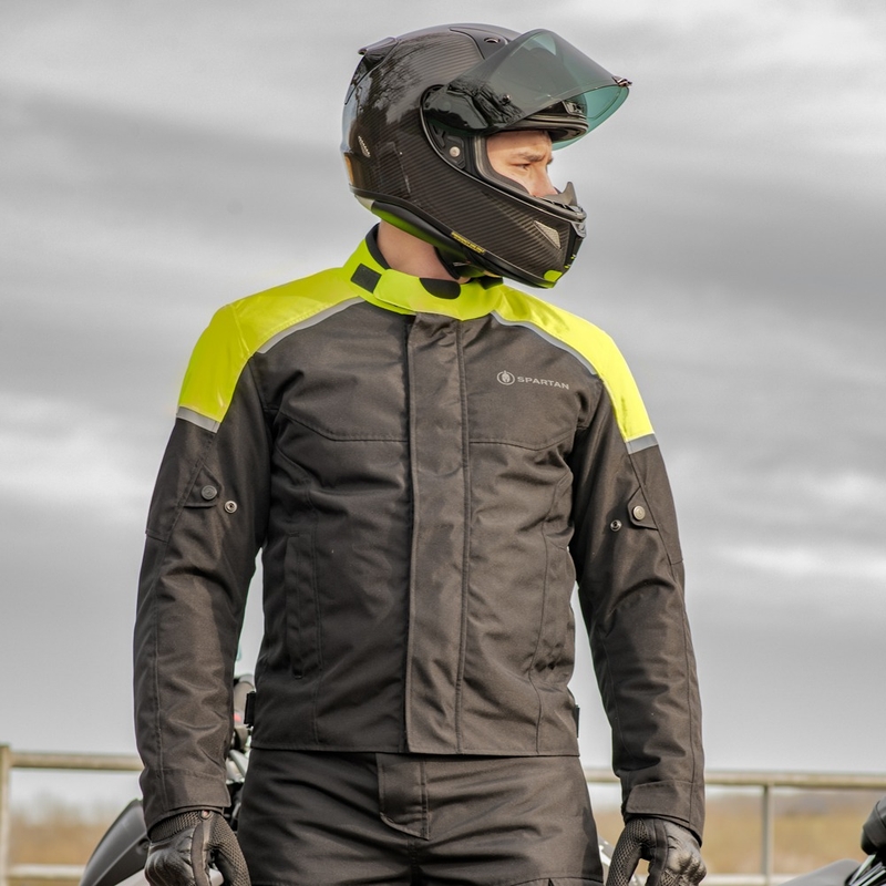 Bunda na motocykel Oxford Spartan Short WP čierno-fluorescenčno žltá