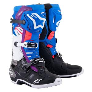 Čižmy na motocykel Alpinestars Tech 10 Supervented Perforované modro-fialovo-ružovo-bielo-šedo-čierne