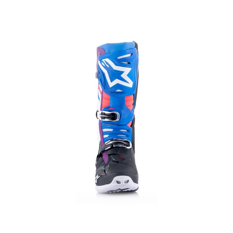 Čižmy na motocykel Alpinestars Tech 10 Supervented Perforované modro-fialovo-ružovo-bielo-šedo-čierne