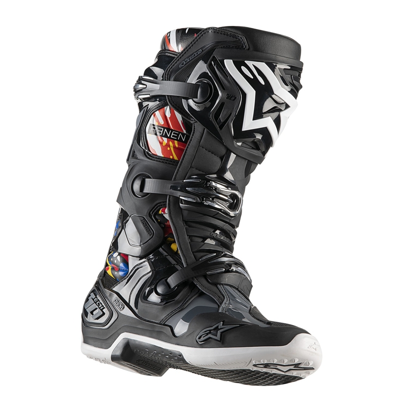 Čižmy na motocykel Alpinestars Tech 10 Limitovaná Edícia Renen čierno-šedo-bielo-multicolor
