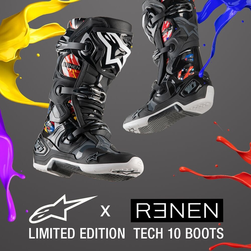 Čižmy na motocykel Alpinestars Tech 10 Limitovaná Edícia Renen čierno-šedo-bielo-multicolor