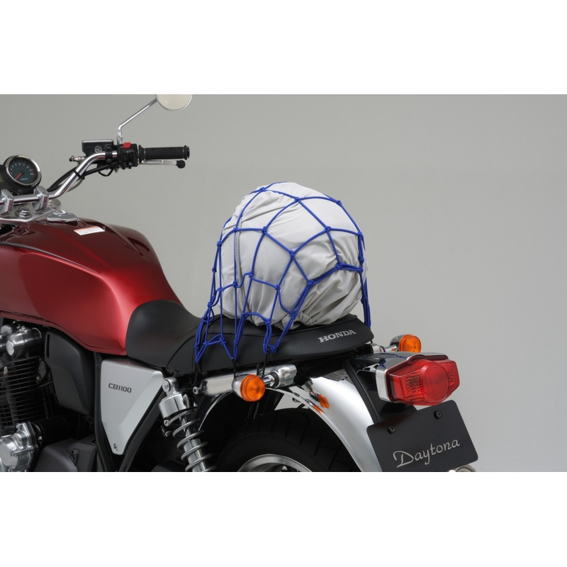 Pružná batožinová sieť na motocykel s kovovými háčikmi Daytona 40 x 40 cm modrá