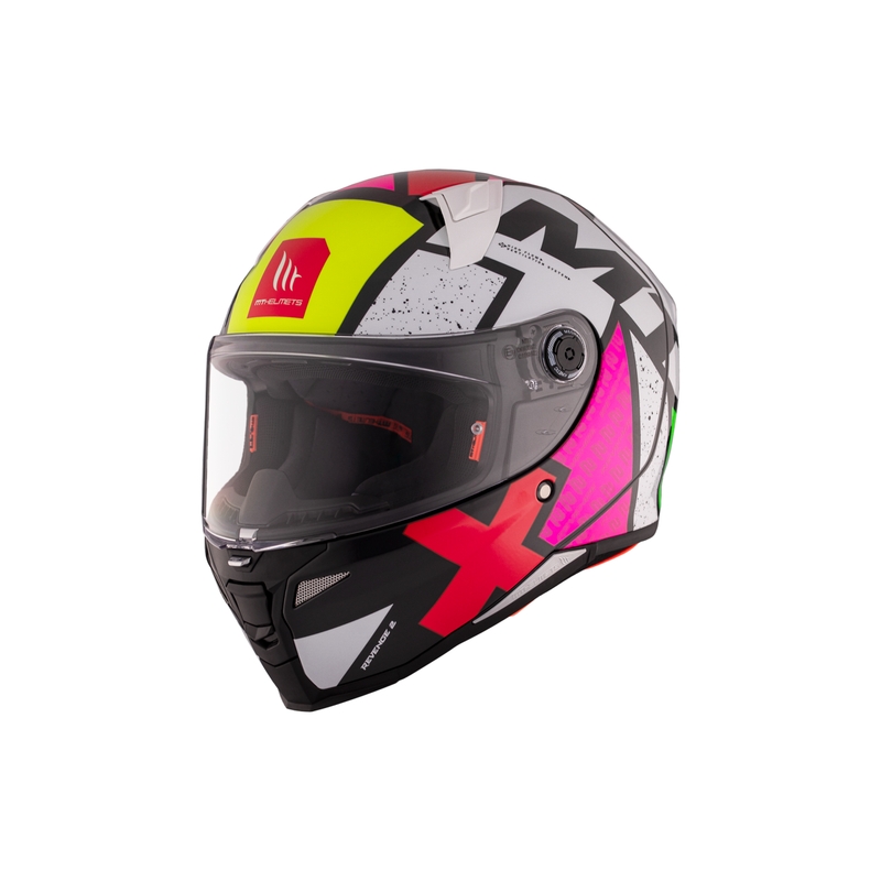 Integrálna helma na motorku MT REVENGE 2 S Light CO lesklá bielo-ružovo-žltá