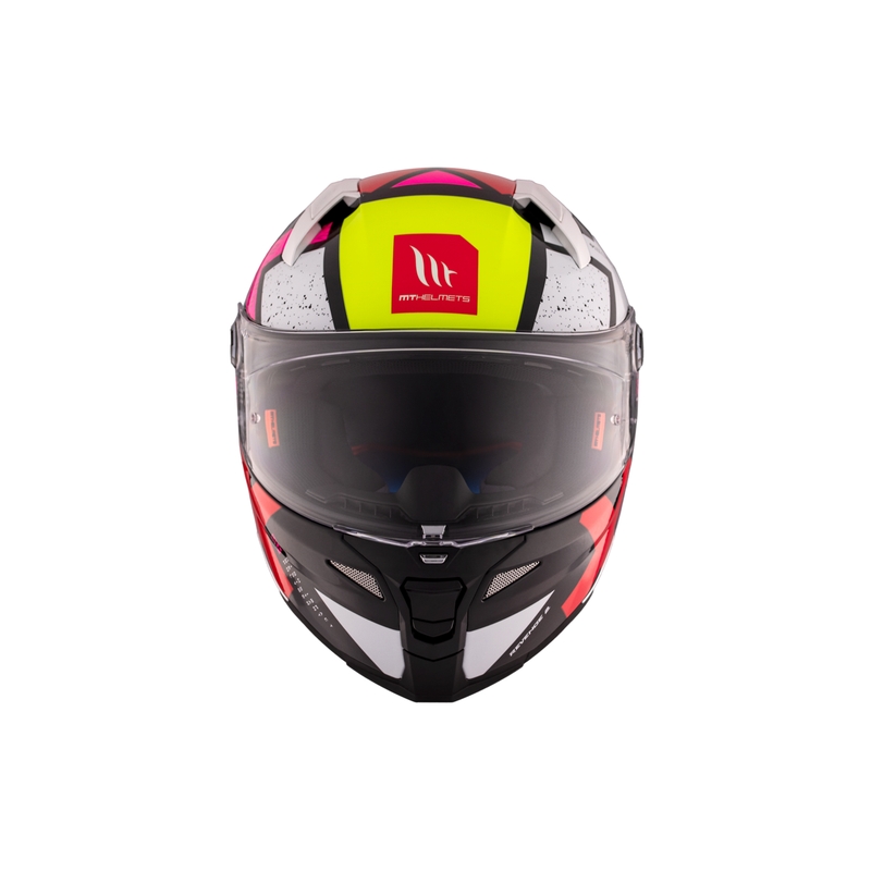 Integrálna helma na motorku MT REVENGE 2 S Light CO lesklá bielo-ružovo-žltá