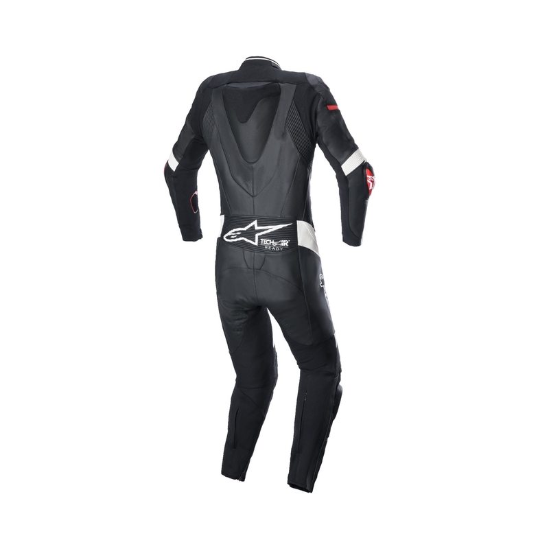 Dámska jednodielna kožená kombinéza na motorku Alpinestars STELLA GP PLUS 2 čierno-bielo-fluo červená