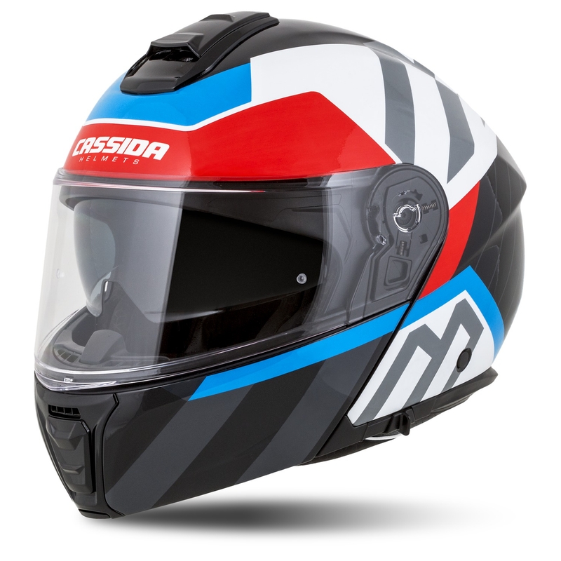 Výklopná helma na motorku Cassida Modulo 2.1 Profile bielo-čierno-modro-šedá