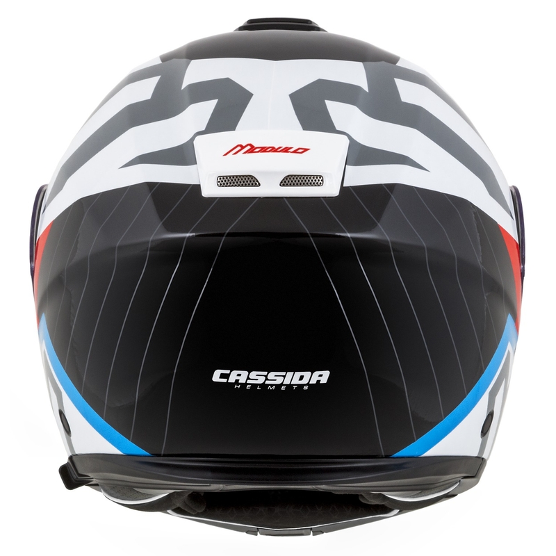 Výklopná helma na motorku Cassida Modulo 2.1 Profile bielo-čierno-modro-šedá