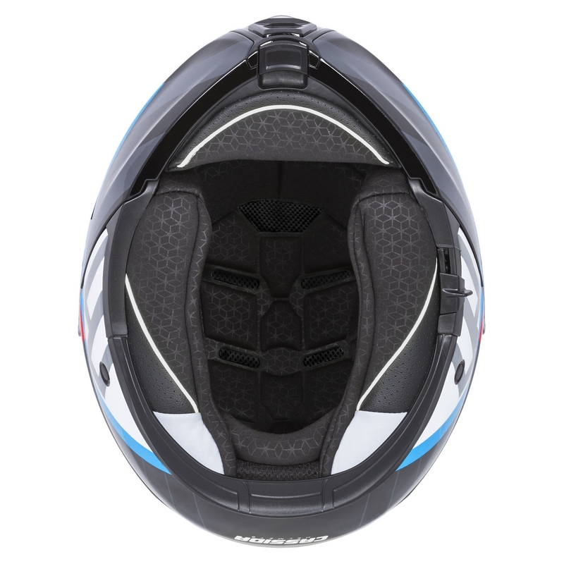 Výklopná helma na motorku Cassida Modulo 2.1 Profile bielo-čierno-modro-šedá