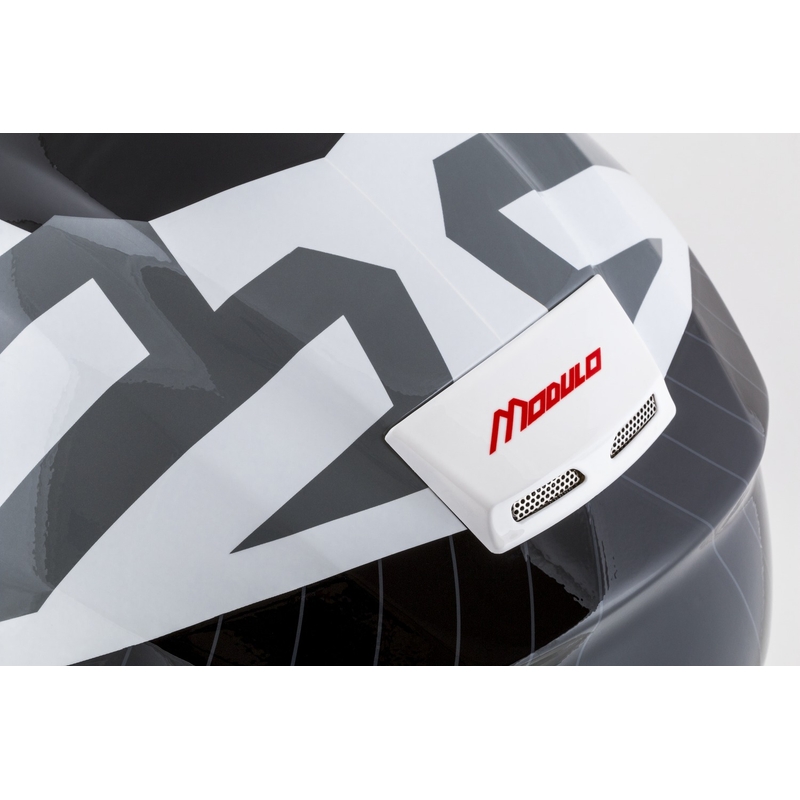 Výklopná helma na motorku Cassida Modulo 2.1 Profile bielo-čierno-modro-šedá