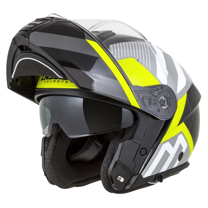 Výklopná helma na motorku Cassida Modulo 2.1 Profile bielo-čierno-fluo žlto-šedá