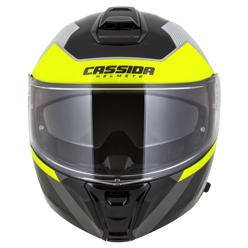 Výklopná helma na motorku Cassida Modulo 2.1 Profile bielo-čierno-fluo žlto-šedá