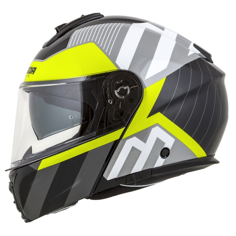 Výklopná helma na motorku Cassida Modulo 2.1 Profile bielo-čierno-fluo žlto-šedá