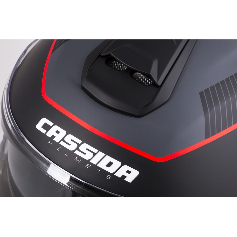 Výklopná helma na motorku Cassida Modulo 2.1 Profile matná čierno-šedo-červená