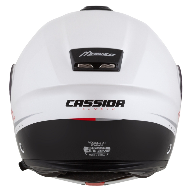 Výklopná helma na motorku Cassida Modulo 2.1 Compass perleťovo bielo-čierno-červeno-strieborná