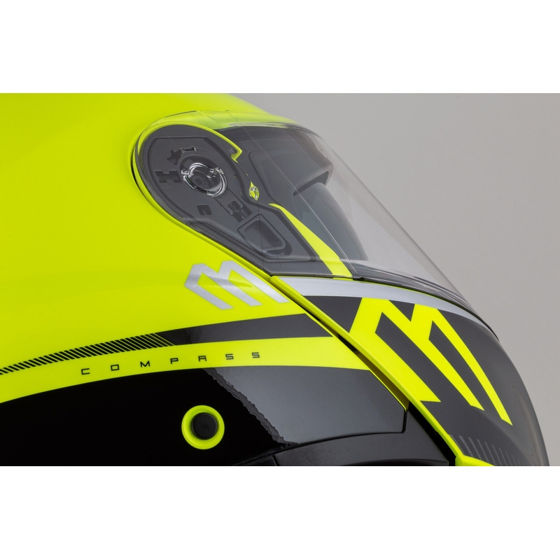Výklopná helma na motorku Cassida Modulo 2.1 Compass fluo žlto-čierno-strieborno-červená