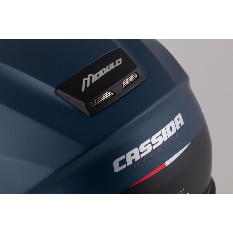 Výklopná helma na motorku Cassida Modulo 2.1 Compass matná modro perleťovo-čierno-červená