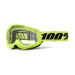 Detské motokrosové okuliare 100 % STRATA 2 neón žlté číre plexisklo
