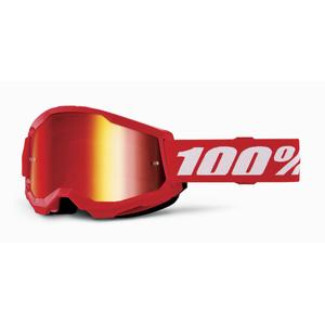 Detské motokrosové okuliare 100 % STRATA 2 červené plexisklo