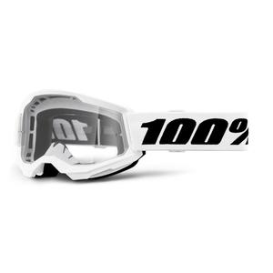 Detské motokrosové okuliare 100 % STRATA 2 biele číre plexisklo