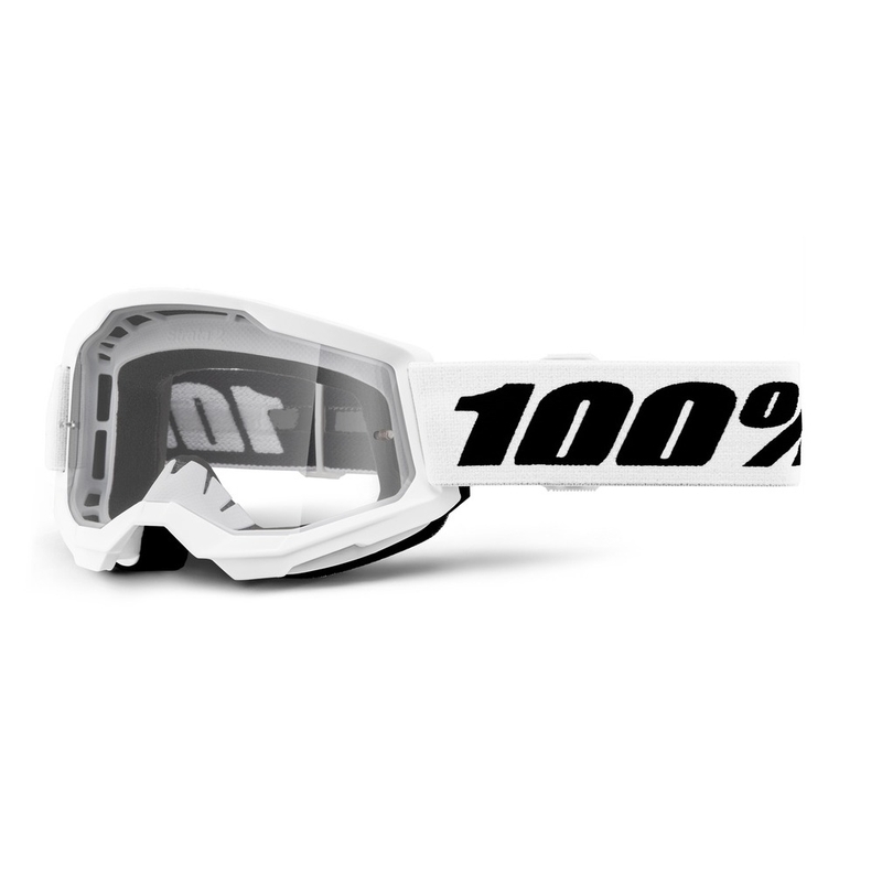 Detské motokrosové okuliare 100 % STRATA 2 biele číre plexisklo