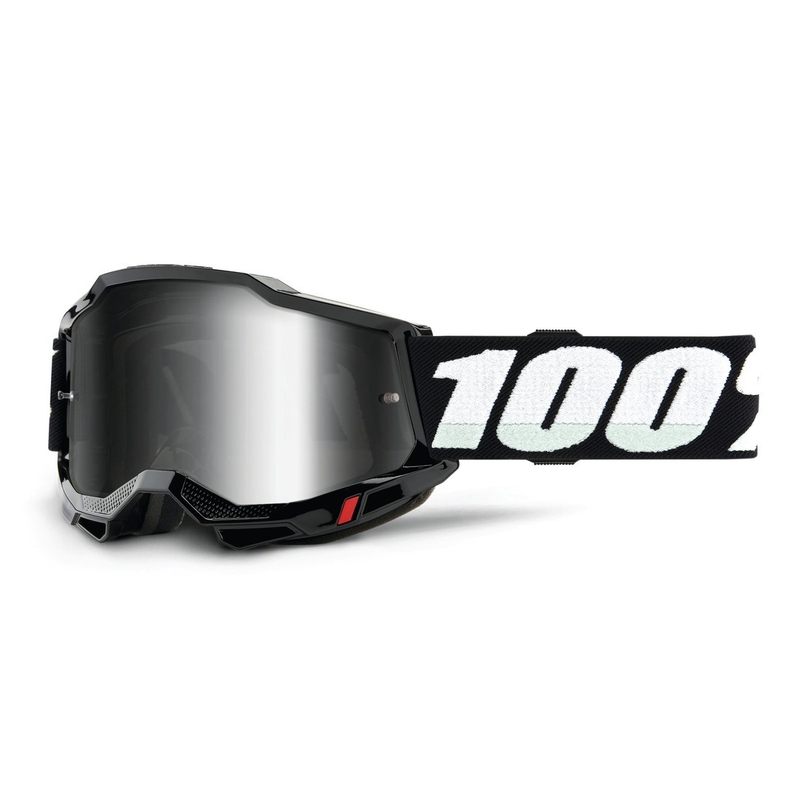 Detské motokrosové okuliare 100 % BLACK ACCURI strieborné plexisklo