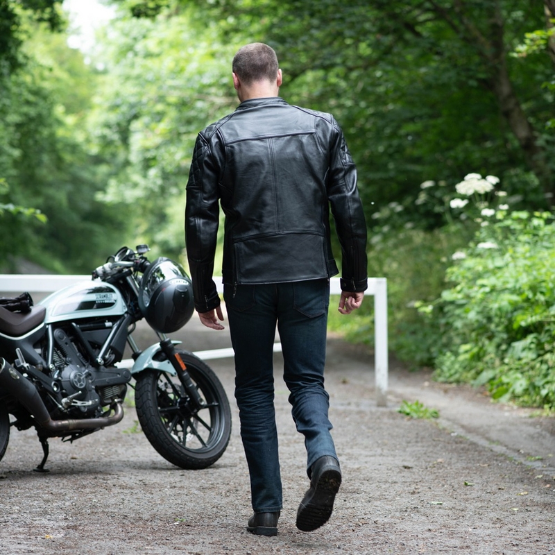 Kožená bunda na motorku Oxford Route 73 2.0 čierna